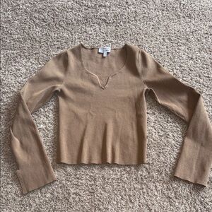 & Other Stories camel ribbed knit top size medium
